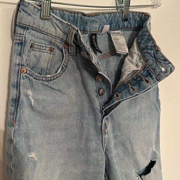 H&M Divided High Rise Ripped Straight Leg Jeans - Picture 3 of 5